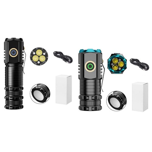 Flashlight with clip and base - and,